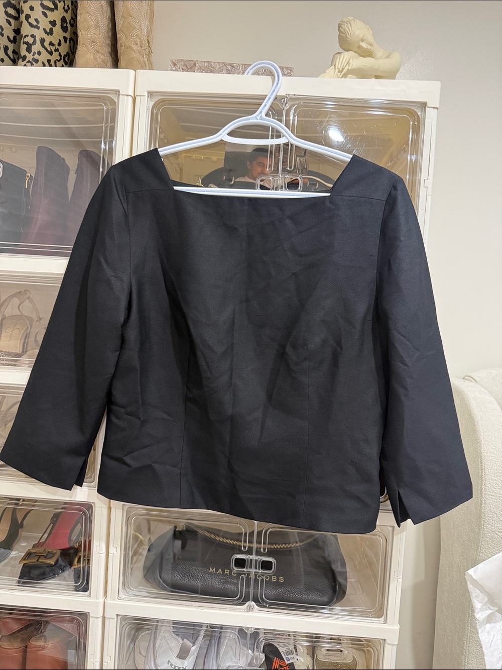 Ann Taylor Black Square-Neck 3/4 Sleeve Tunic